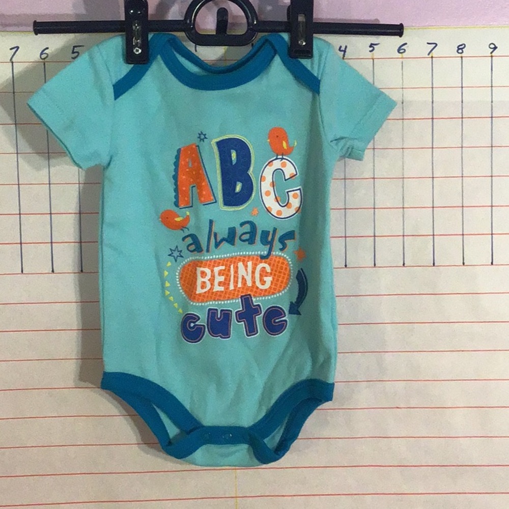 KIDGETS - baby boy onesie,  sz 3-6 mo,  blue, " ABC"